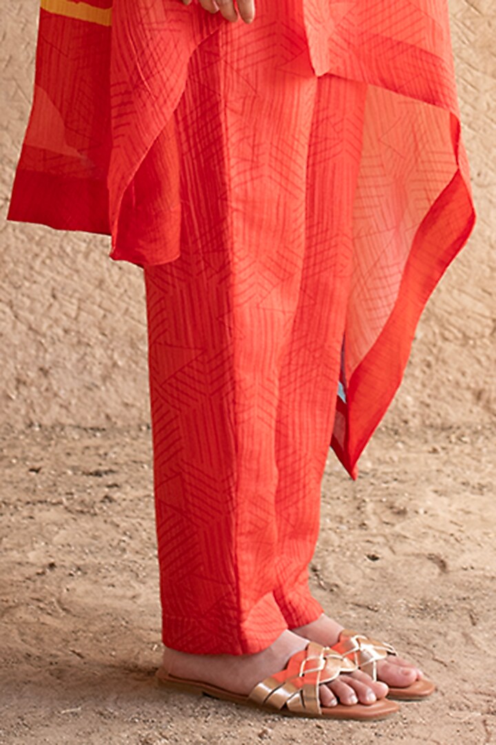 Red Japanese Fabric & Shimmer Cupro Wrinkle Tunic Set by CLOS at Pernia's Pop Up Shop