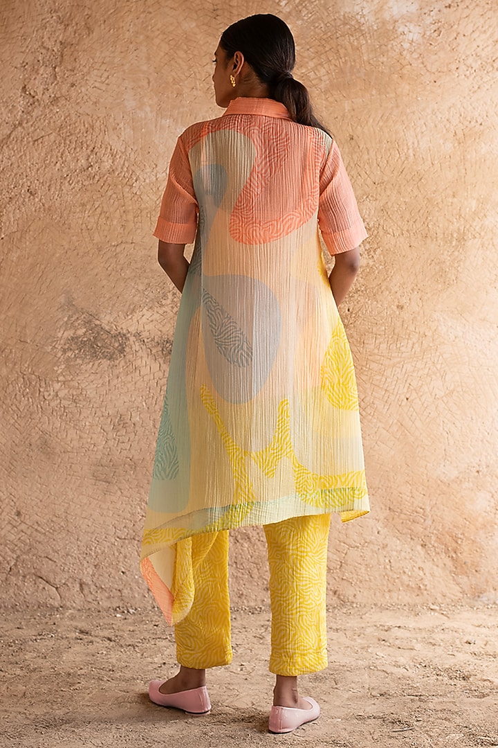 Bright Yellow Japanese Fabric & Shimmer Cupro Wrinkle Tunic Set by CLOS at Pernia's Pop Up Shop