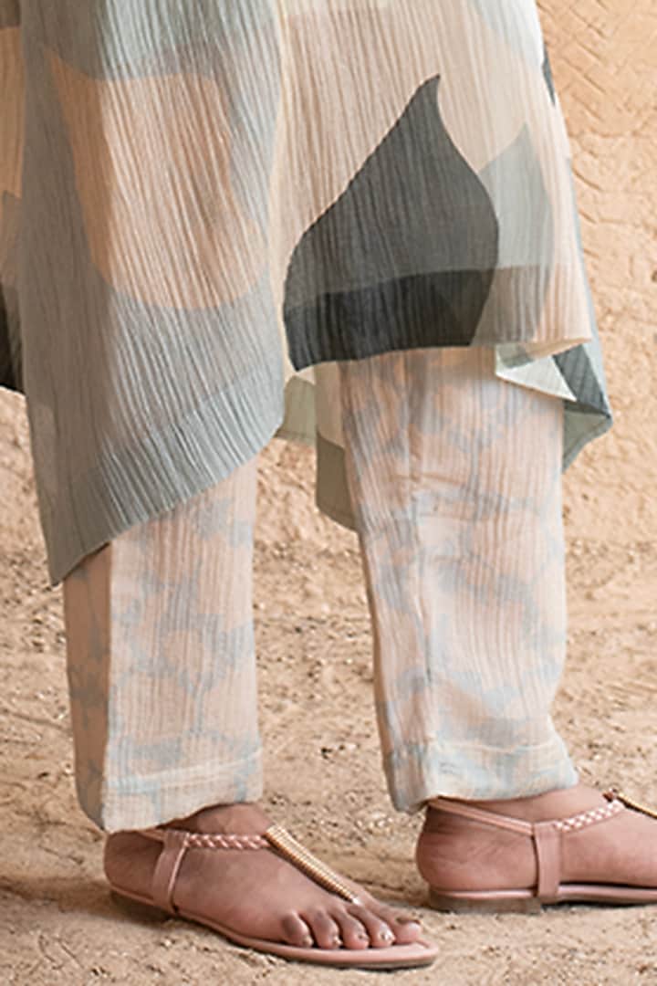 Light Grey Shimmer Cupro Wrinkle & Japanese Quash Tunic Set by CLOS at Pernia's Pop Up Shop