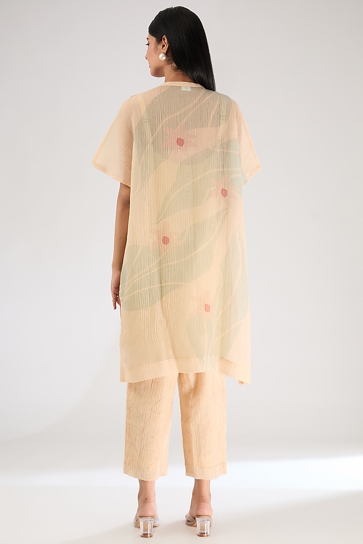 Cream Shimmer Cupro Abstract Printed Kurta Set by CLOS at Pernia's Pop Up Shop