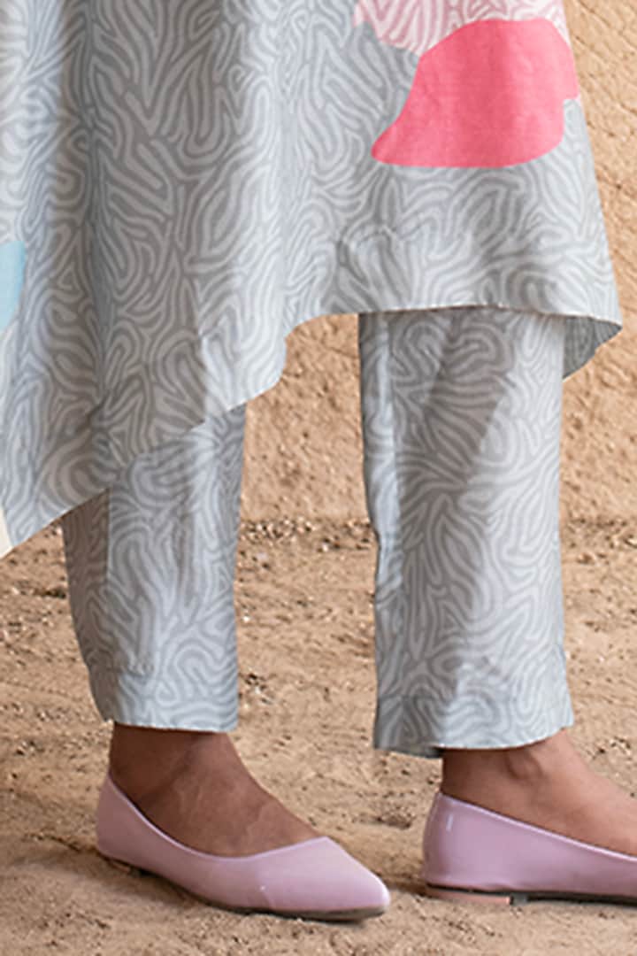 Powder Blue Dupion Silk A-Line Kurta Set by CLOS at Pernia's Pop Up Shop