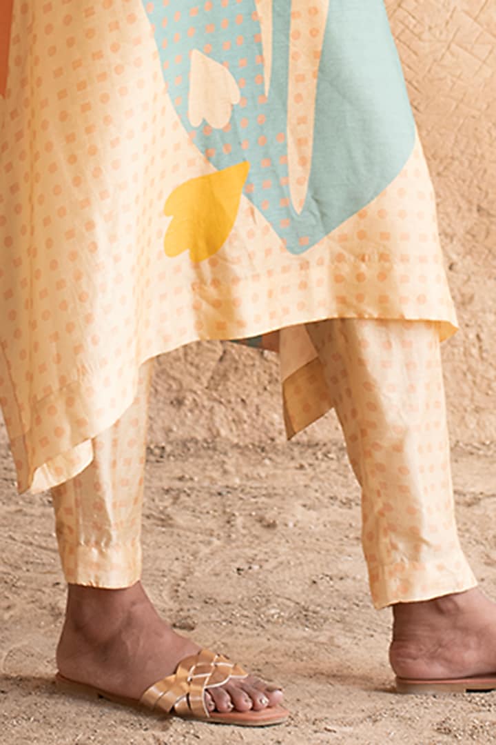 Light Peach Dupion Silk A-Line Kurta Set by CLOS at Pernia's Pop Up Shop