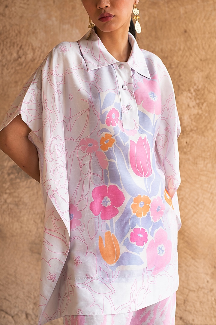 White Dupion Silk Tunic Set by CLOS at Pernia's Pop Up Shop