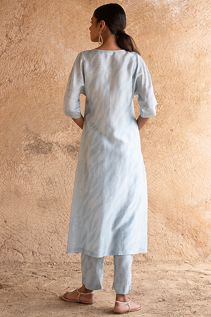 Powder Blue Dupion Silk Kurta Set by CLOS at Pernia's Pop Up Shop