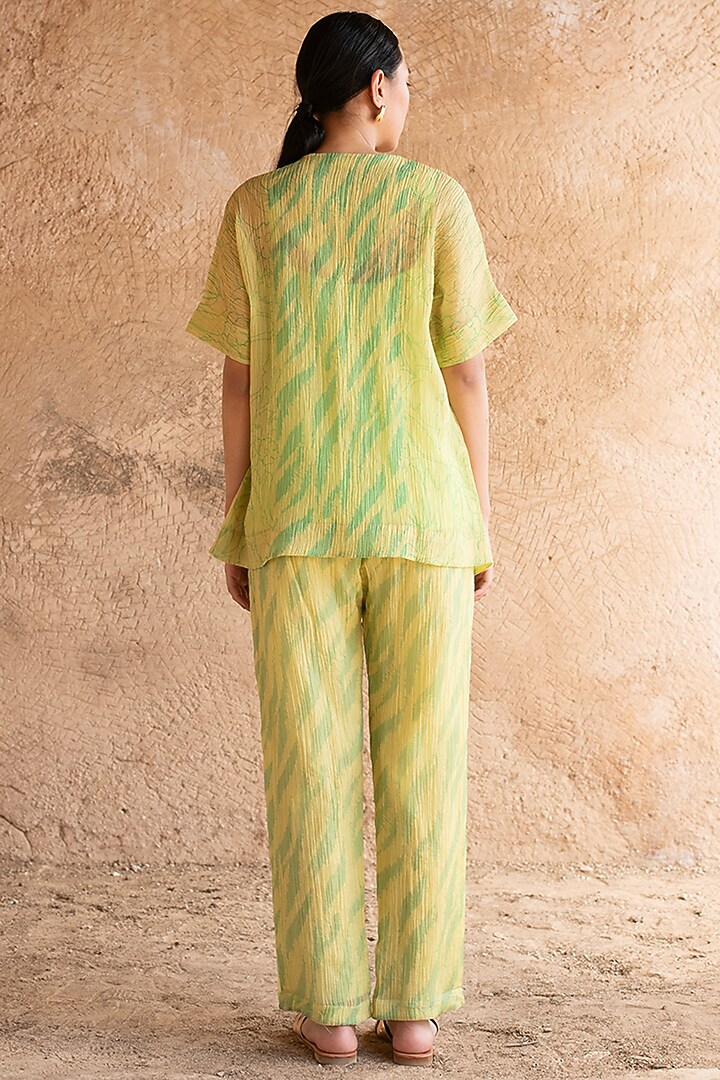 Lime Green Shimmer Cupro Wrinkle & Japanese Fabric Co-Ord Set by CLOS at Pernia's Pop Up Shop