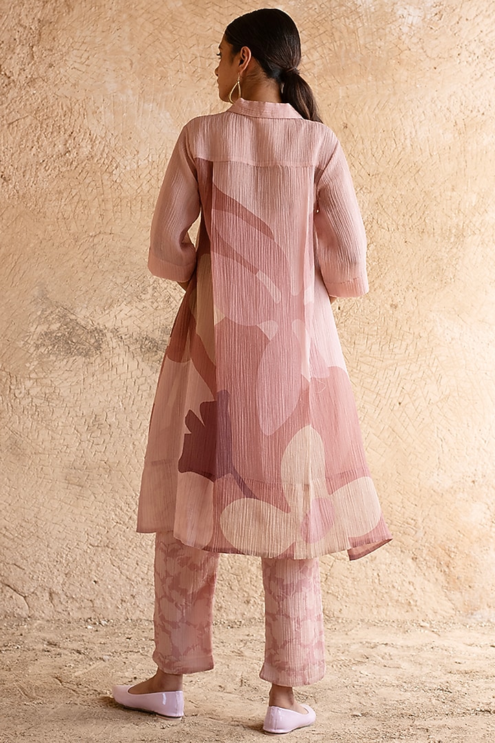 Mauve Shimmer Cupro Wrinkle Printed Tunic Set by CLOS at Pernia's Pop Up Shop