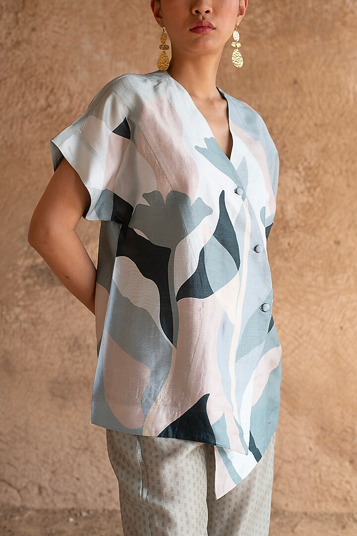 Powder Blue Dupion Silk Co-Ord Set by CLOS at Pernia's Pop Up Shop