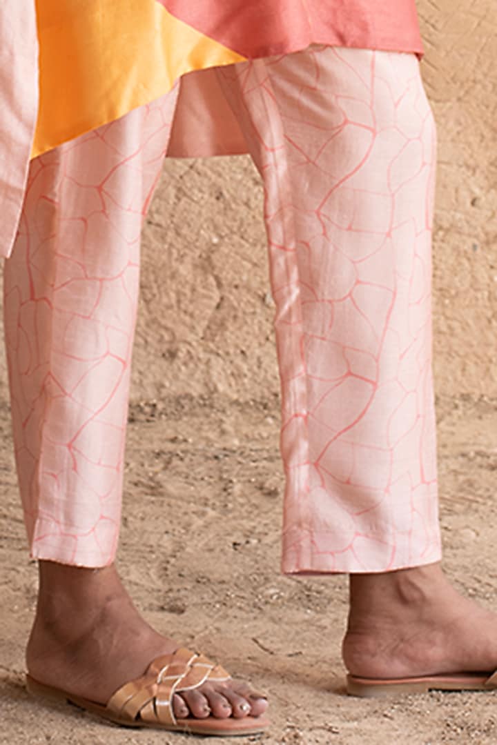 Light Peach Dupion Silk Printed Tunic Set by CLOS at Pernia's Pop Up Shop