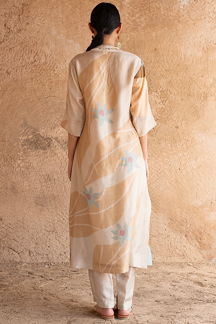 English Walnut Brown Dupion Silk Kurta Set by CLOS at Pernia's Pop Up Shop