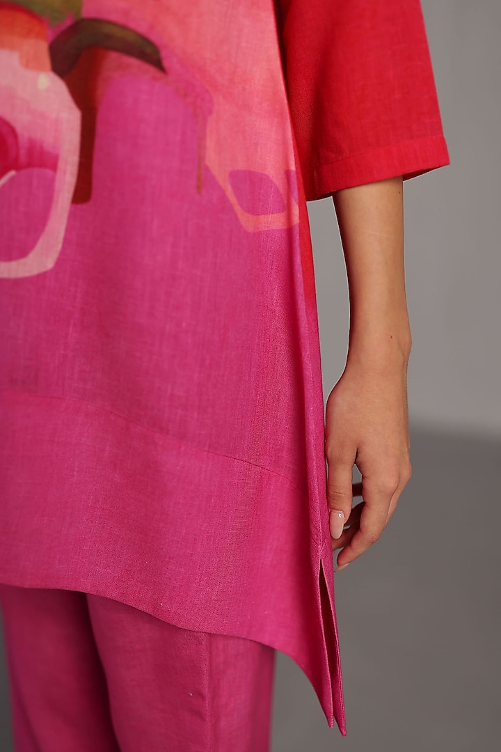 Fuchsia Pink Korean Linen Kurta Set by CLOS at Pernia's Pop Up Shop