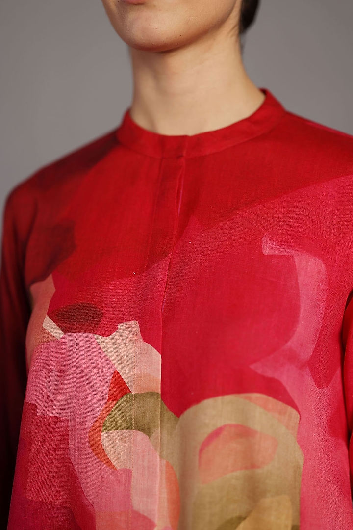 Fuchsia Pink Korean Linen Kurta Set by CLOS at Pernia's Pop Up Shop