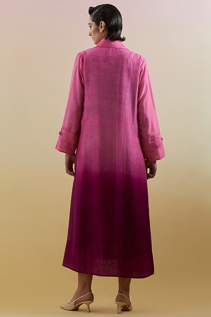 Pink & Purple Linen Silk Embellished Jacket Vacation Dress by CLOS at Pernia's Pop Up Shop