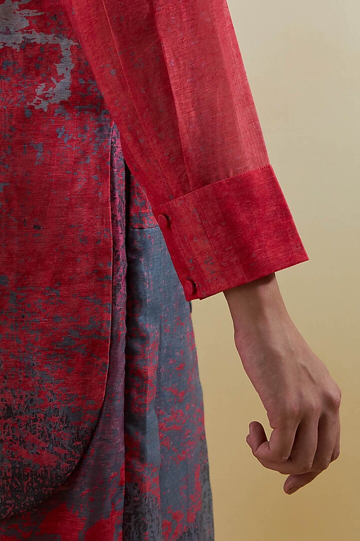 Pink & Grey Linen Silk Embellished Jacket Vacation Dress by CLOS at Pernia's Pop Up Shop