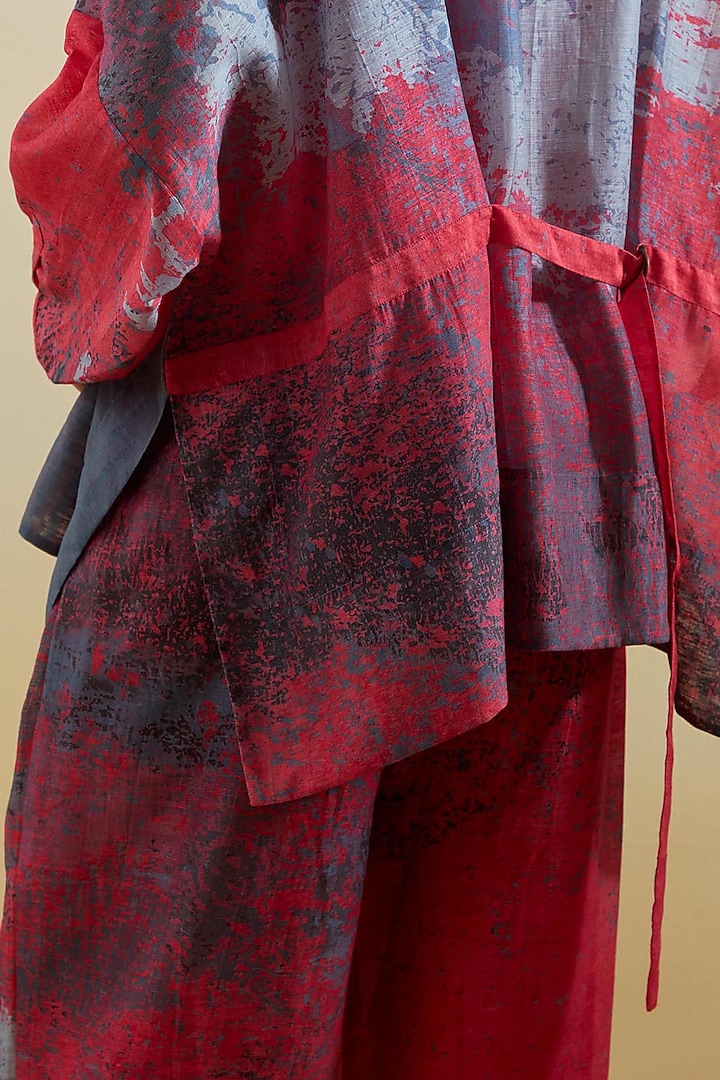 Pink & Grey Linen Silk Embellished Co-Ord Set by CLOS at Pernia's Pop Up Shop