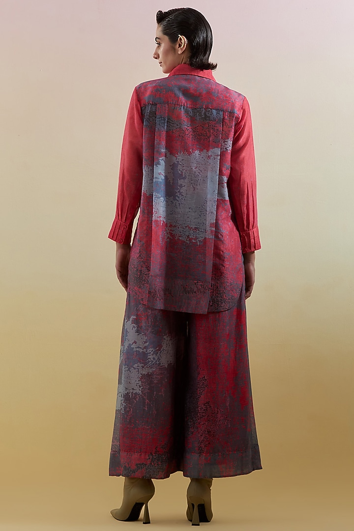 Pink & Grey Linen Silk Embellished Co-Ord Set by CLOS at Pernia's Pop Up Shop