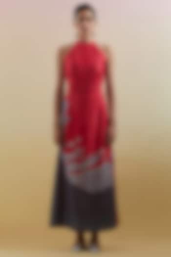Pink & Grey Linen Silk Embellished Vacation Dress by CLOS at Pernia's Pop Up Shop