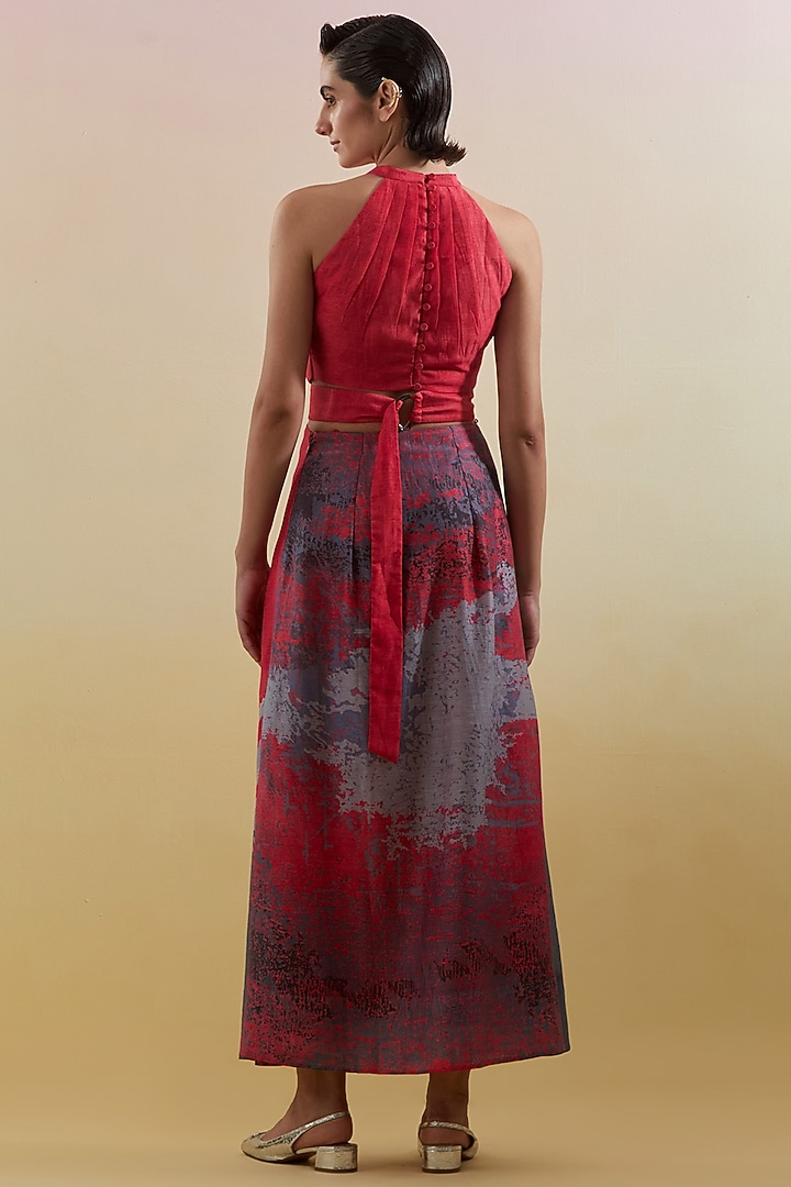 Pink & Grey Linen Silk Embellished Vacation Dress by CLOS at Pernia's Pop Up Shop