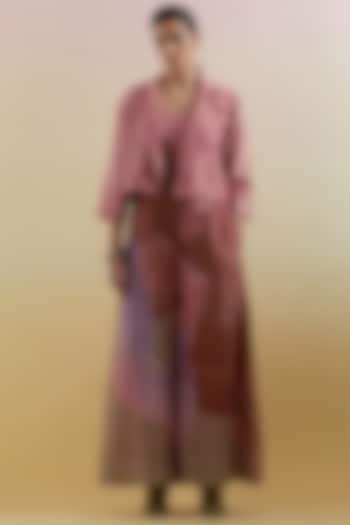 Dusty Pink & Grey Linen Silk Embellished Jumpsuit With Jacket by CLOS at Pernia's Pop Up Shop