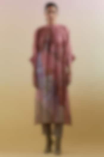 Dusty Pink Linen Silk Embellished Kurta Set by CLOS at Pernia's Pop Up Shop
