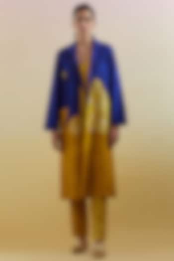 Azure & Amber Dupion Silk Printed Jacket Set by CLOS at Pernia's Pop Up Shop