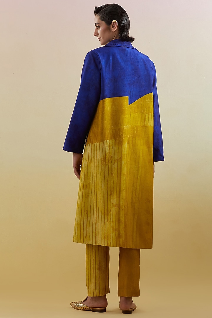 Azure & Amber Dupion Silk Printed Jacket Set by CLOS at Pernia's Pop Up Shop