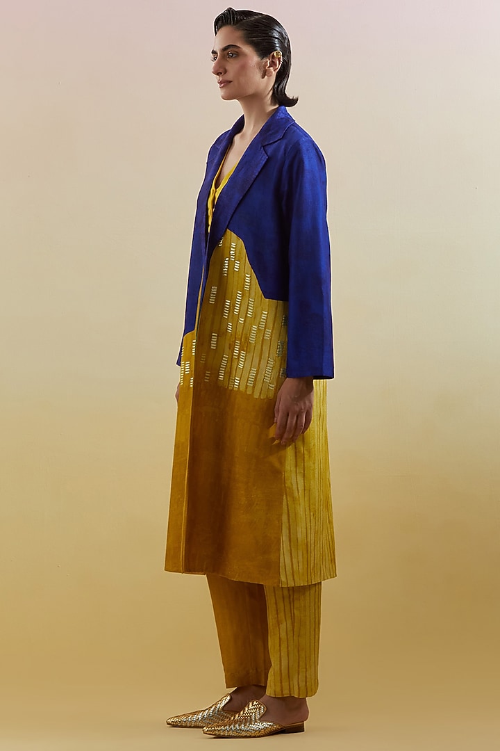 Azure & Amber Dupion Silk Printed Jacket Set by CLOS at Pernia's Pop Up Shop