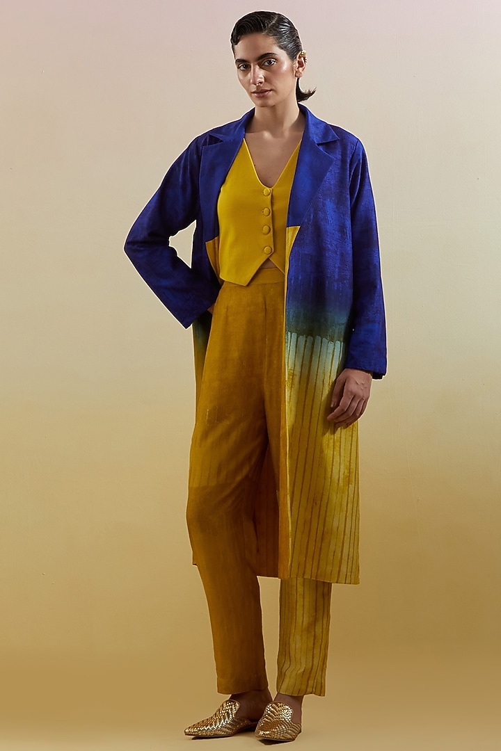 Azure & Amber Dupion Silk Printed Jacket Set by CLOS at Pernia's Pop Up Shop