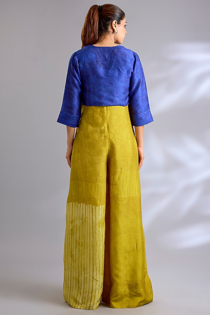 Azure & Ambre Dupion Silk Printed Jumpsuit With Jacket by CLOS at Pernia's Pop Up Shop