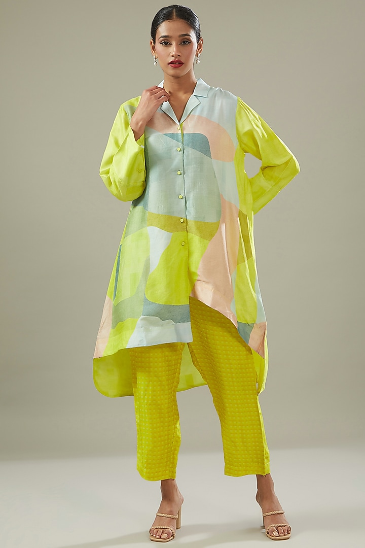 Yellow Dupion Silk Tunic Set by CLOS at Pernia's Pop Up Shop