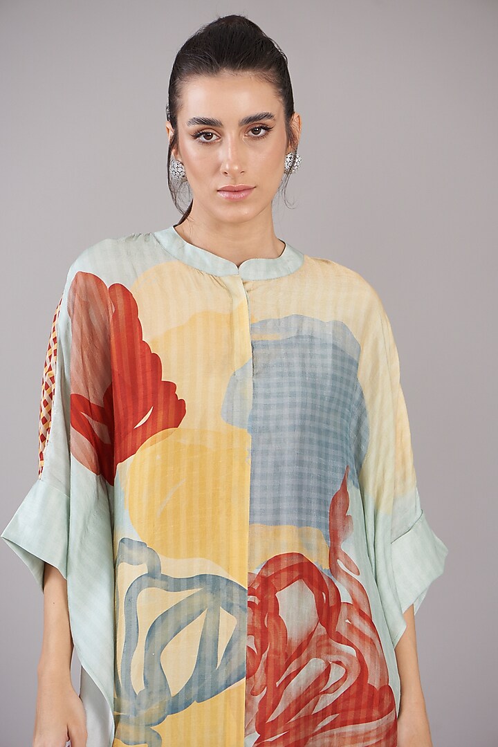 Multi-Colored Dupion Silk Floral Printed Co-Ord Set by CLOS at Pernia's Pop Up Shop