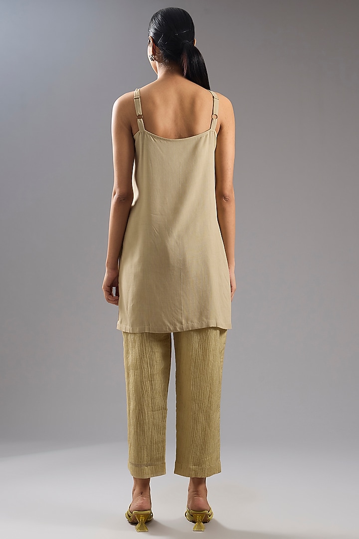 Green Shimmer Cupro Abstract Printed Tunic Kurta Set by CLOS at Pernia's Pop Up Shop