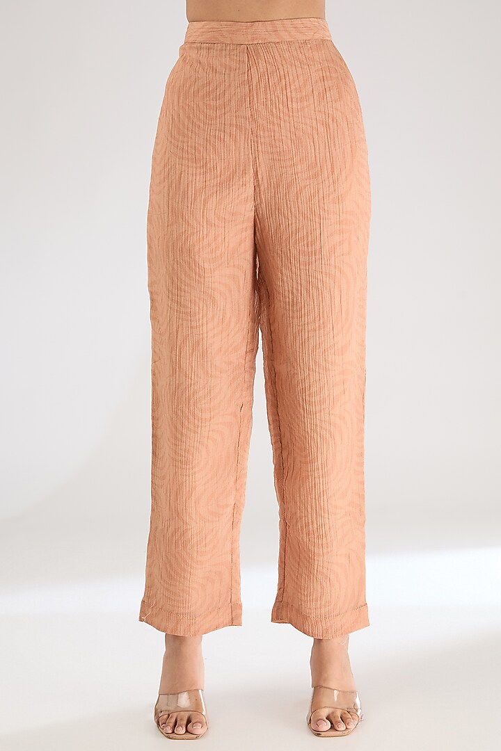 Light Orang Shimmer Cupro Abstract Printed Co-Ord Set by CLOS at Pernia's Pop Up Shop