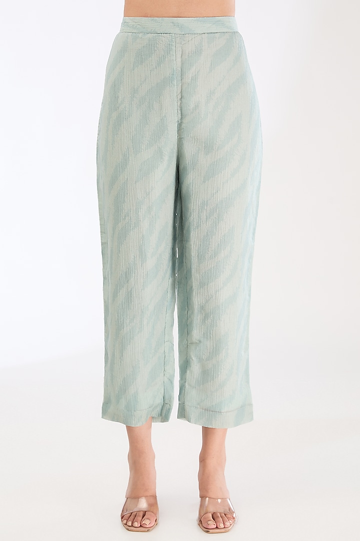 Powder Blue Shimmer Cupro Abstract Printed Co-Ord Set by CLOS at Pernia's Pop Up Shop