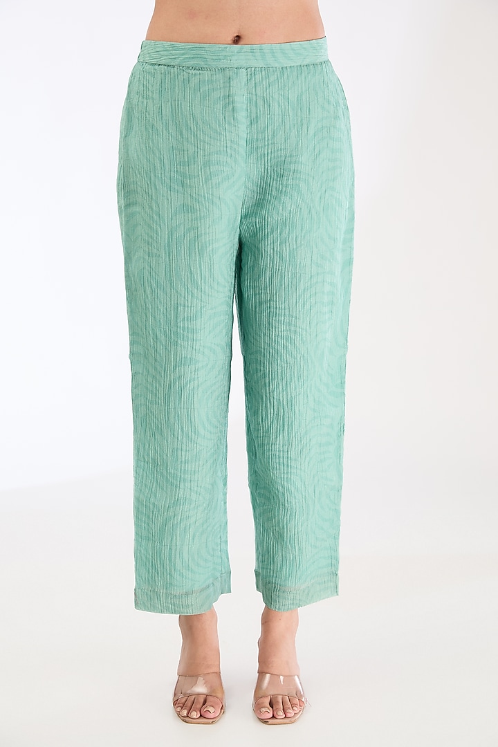 Blue Shimmer Cupro Abstract Printed Co-Ord Set by CLOS at Pernia's Pop Up Shop
