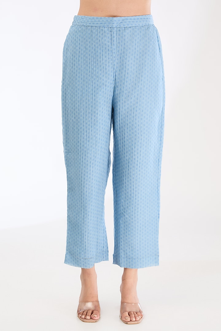 Clear Blue Shimmer Cupro Abstract Printed Co-Ord Set by CLOS at Pernia's Pop Up Shop