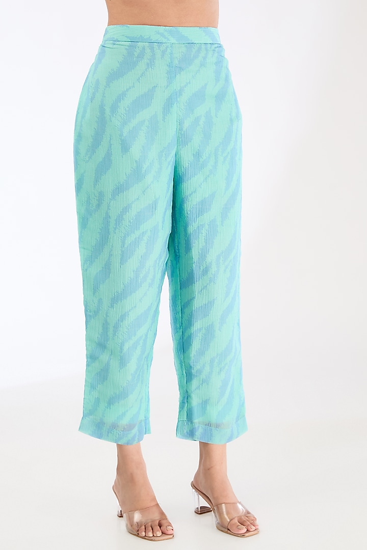 Blue Shimmer Cupro Abstract Printed Co-Ord Set by CLOS at Pernia's Pop Up Shop