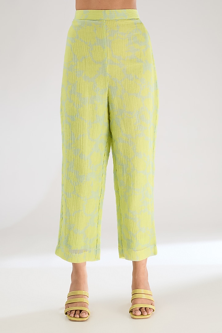 Limen Green Shimmer Cupro Abstract Printed Co-Ord Set by CLOS at Pernia's Pop Up Shop