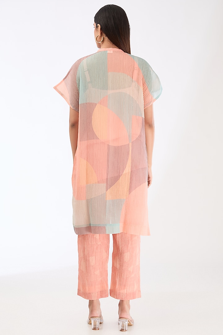 Pink Shimmer Cupro Abstract Printed Kurta Set by CLOS at Pernia's Pop Up Shop