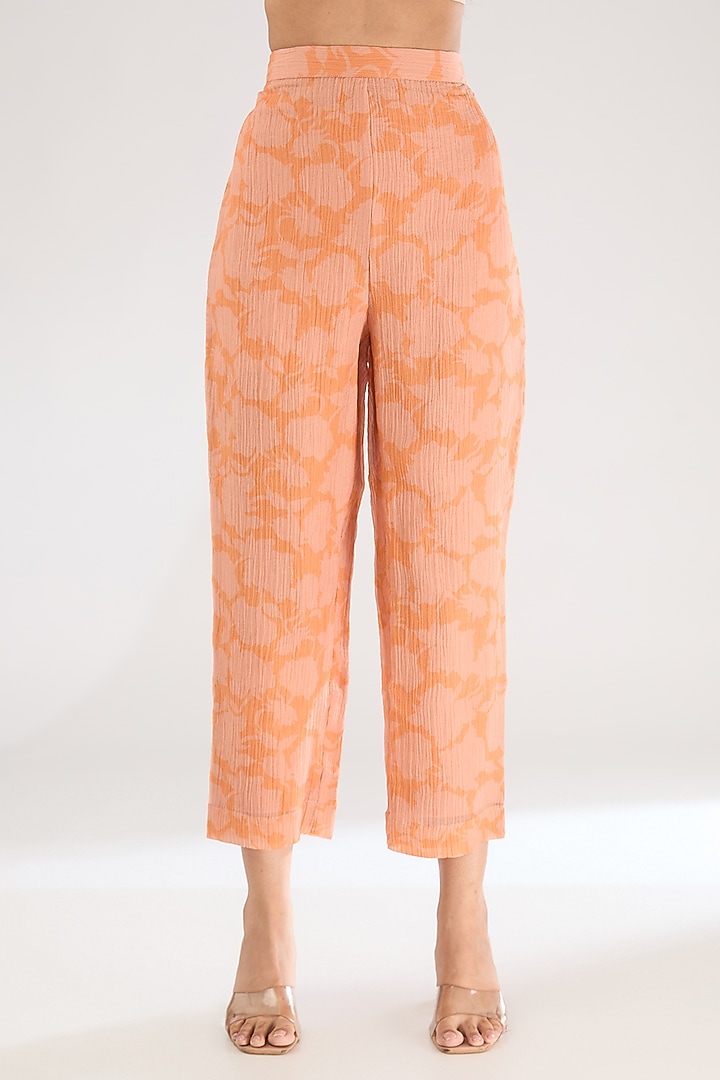 Peach Shimmer Cupro Abstract Printed Kurta Set by CLOS at Pernia's Pop Up Shop