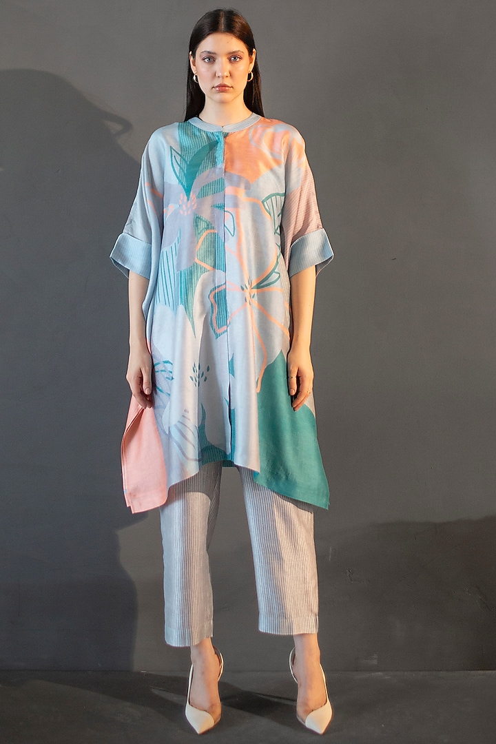 Multi-Colored Dupion Silk Printed Kurta Set Design by CLOS at Pernia's ...