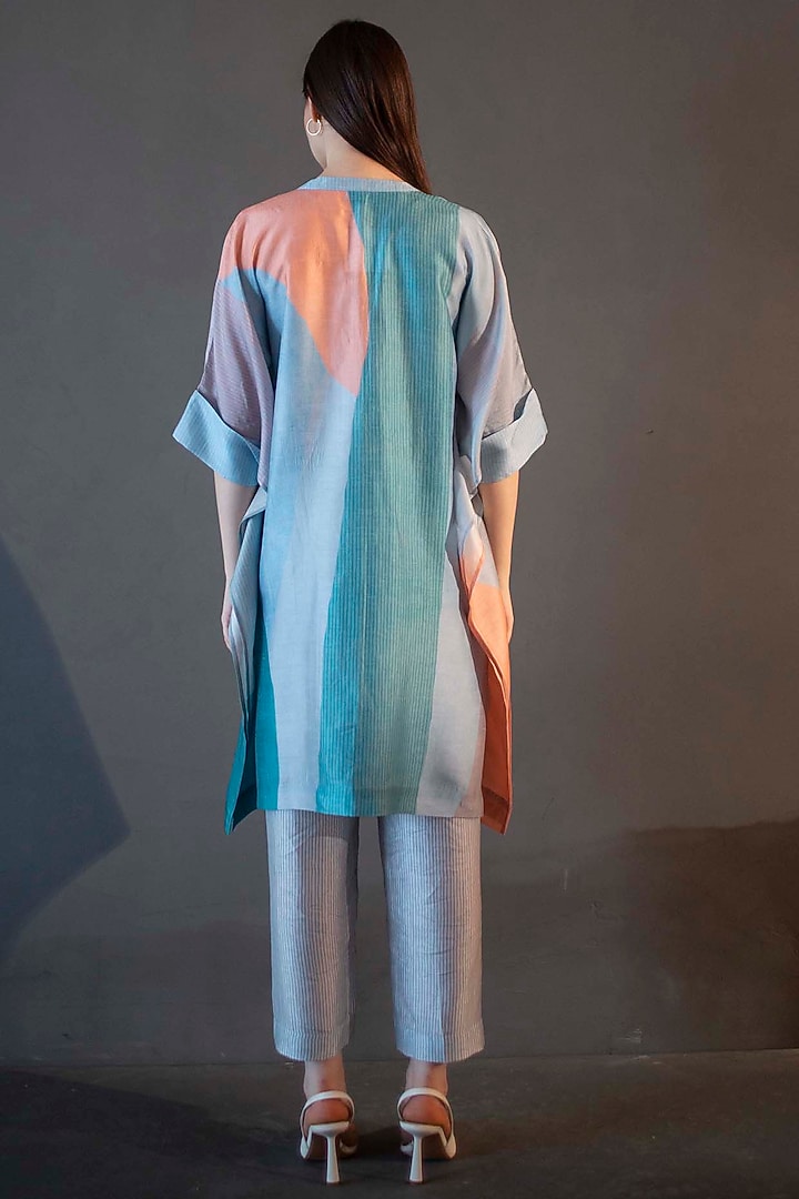 Multi-Colored Dupion Silk Printed Kurta Set by CLOS at Pernia's Pop Up Shop