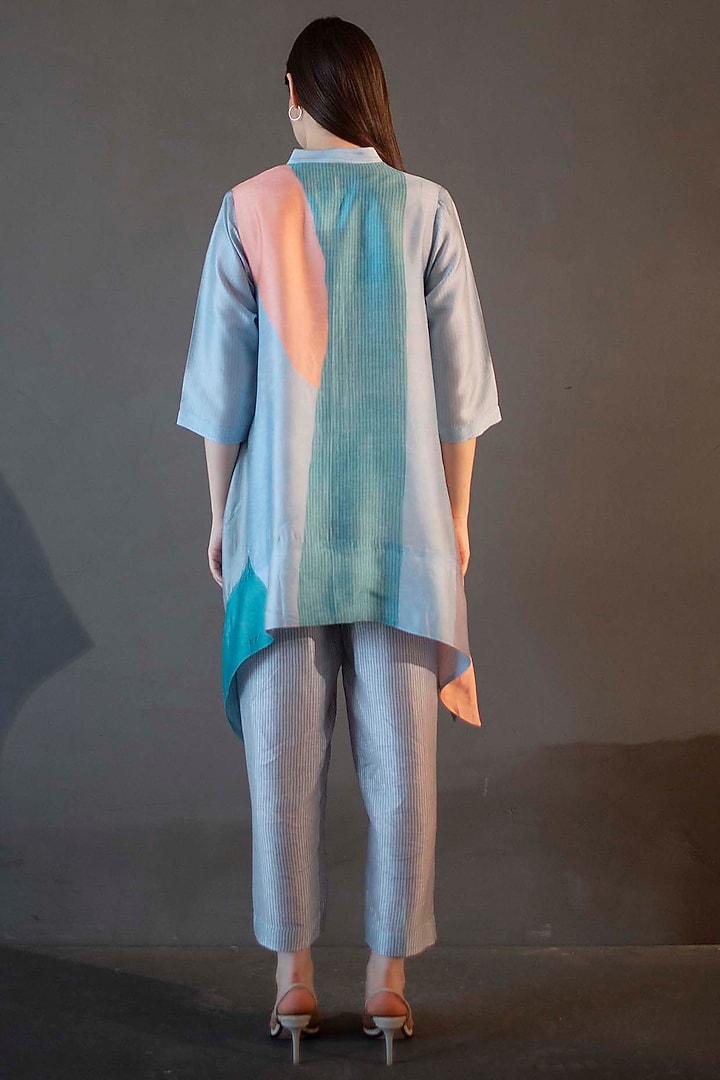 Multi-Colored Dupion Silk Printed Kaftan Set by CLOS at Pernia's Pop Up Shop