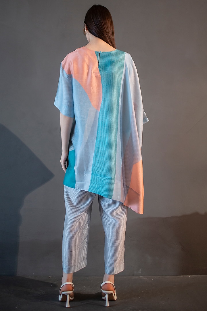 Multi-Colored Dupion Silk Printed Kaftan Set by CLOS at Pernia's Pop Up Shop