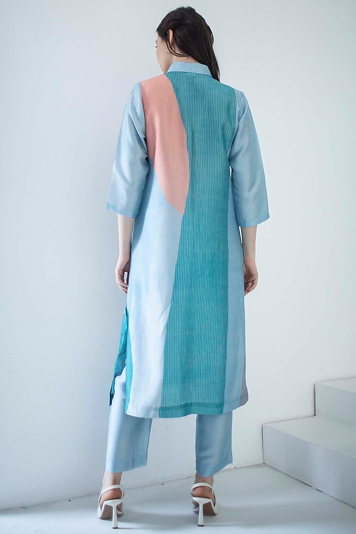 Multi-Colored Dupion Silk Printed Kurta Set by CLOS at Pernia's Pop Up Shop