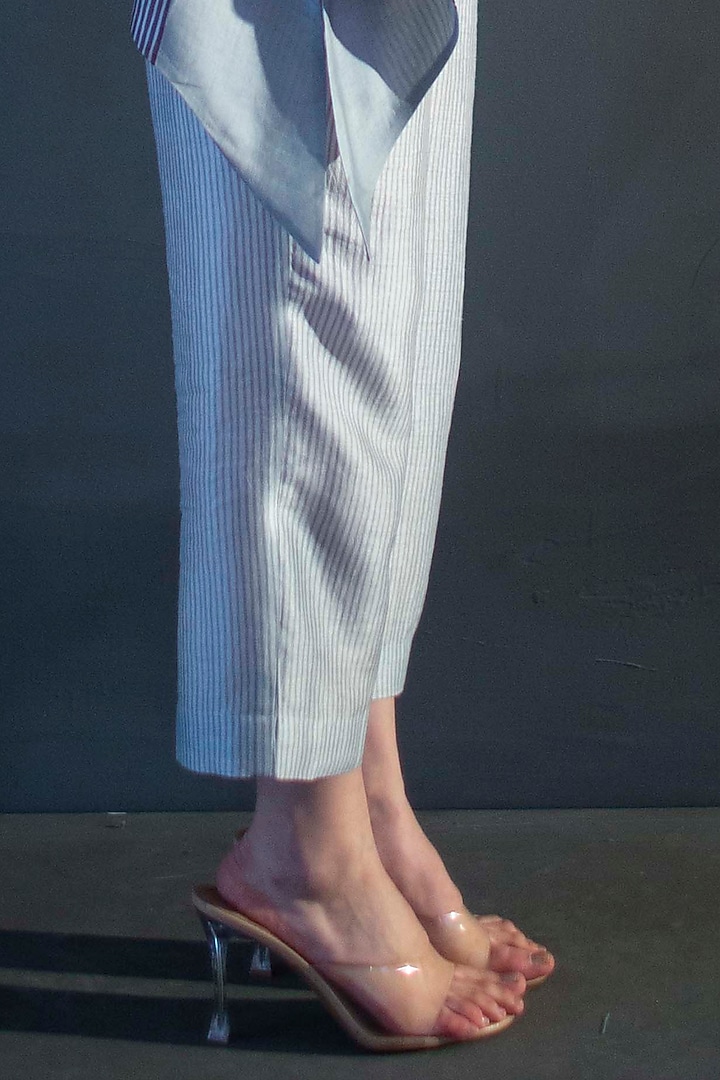 Purple & Grey Dupion Silk Printed Kaftan Set by CLOS at Pernia's Pop Up Shop