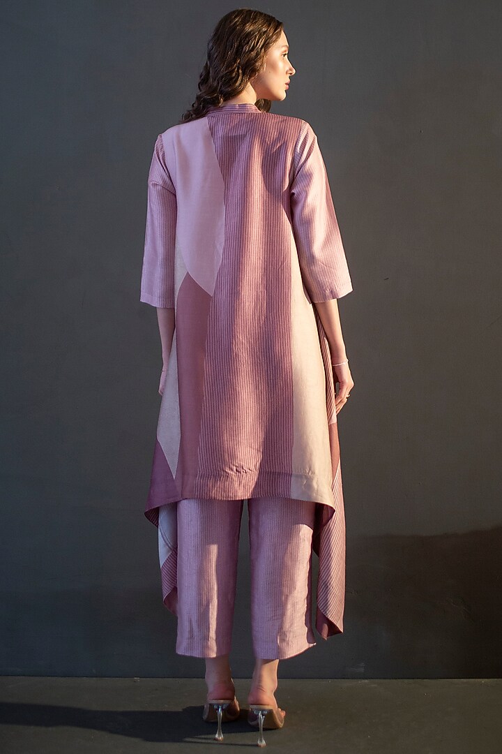 Mauve Pink Dupion Silk Printed Kaftan Set by CLOS at Pernia's Pop Up Shop
