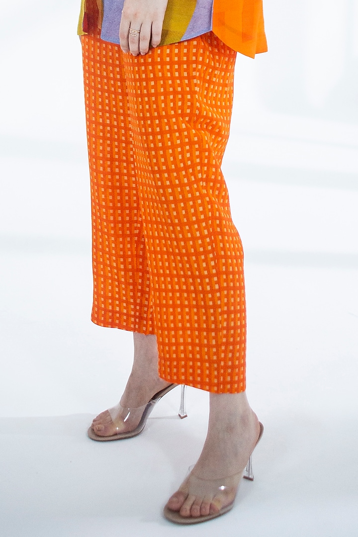 Deep Orange Dupion Silk Printed Co-Ord Set by CLOS at Pernia's Pop Up Shop