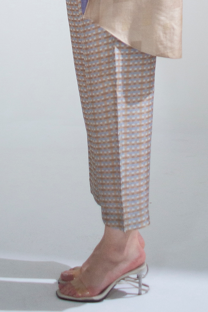Brown & Blue Dupion Silk Printed Co-Ord Set by CLOS at Pernia's Pop Up Shop