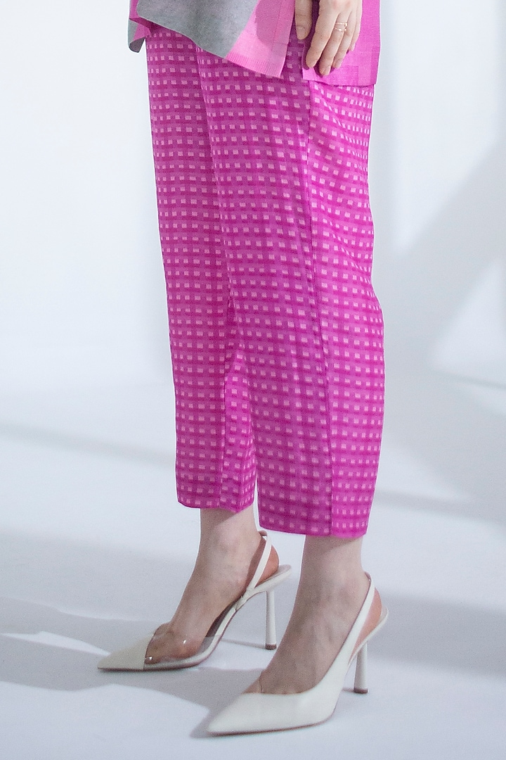 Bright Pink Dupion Silk Printed Co-Ord Set by CLOS at Pernia's Pop Up Shop