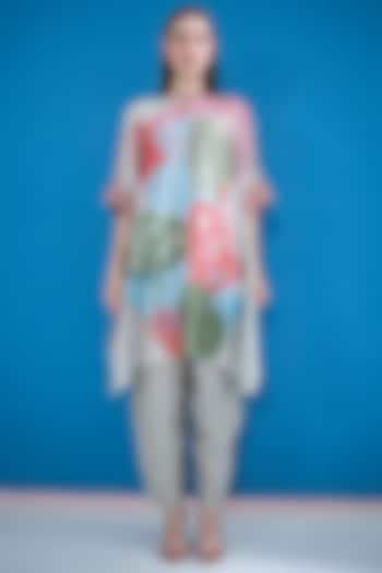 Multi-Colored Dupion Silk Printed Kaftan Set by CLOS at Pernia's Pop Up Shop